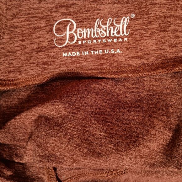 Bombshell Sportswear Sculpt Bodysuit Jumpsuit Womens L Burnt Orange Strappy Back - Picture 3 of 5